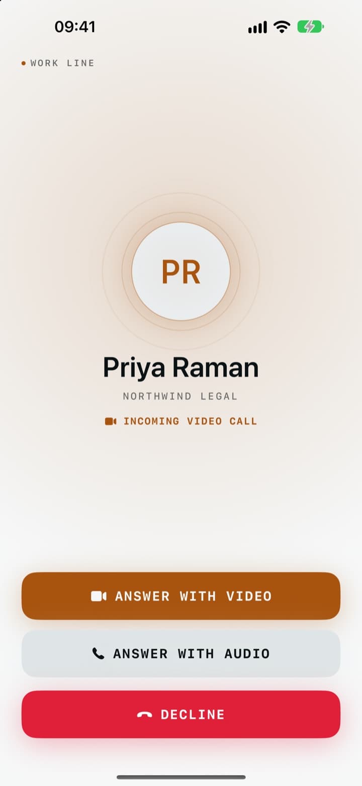 An incoming video call