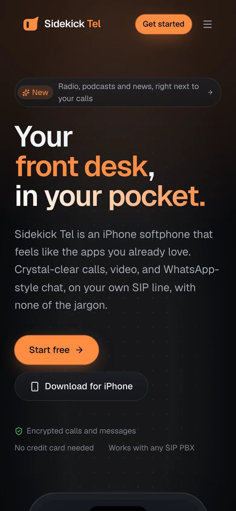 Sidekick Tel App on iPhone