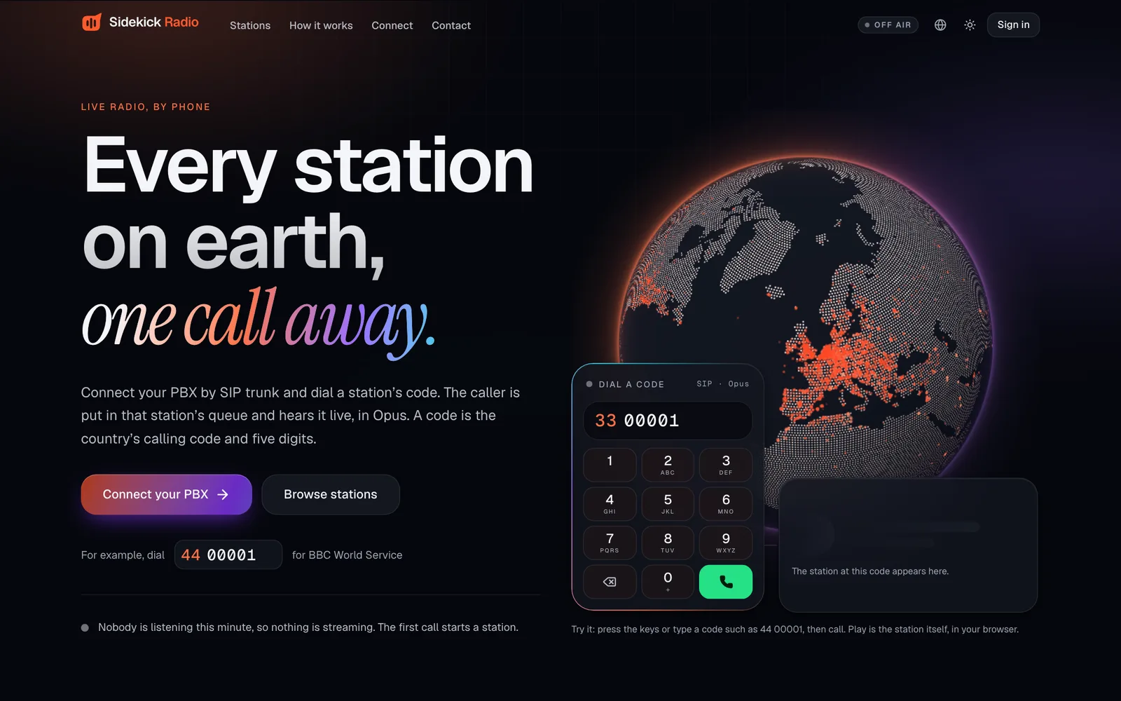 Sidekick Radio — Every station on earth, one call away.